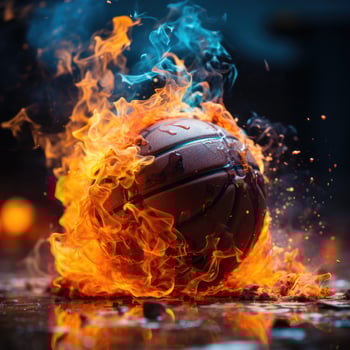 Basketball on fire. photo