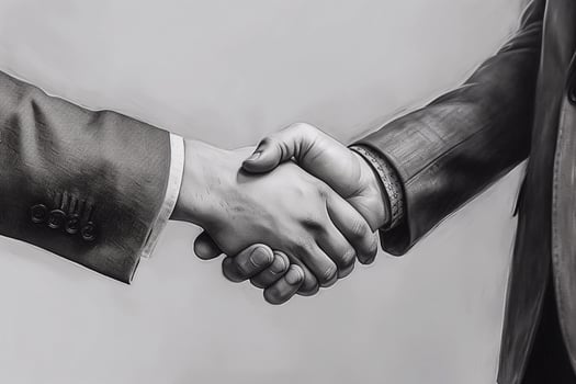 Closeup of business people shaking hands over a deal photo