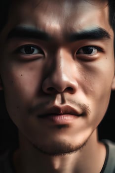 Portrait of an Asian man, close-up, art photo