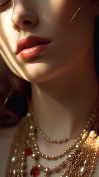 portrait of a pretty blonde woman, close-up, natural studio photo, warm filter, photo