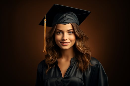 young graduate with cap on solid color background photoshoot photo