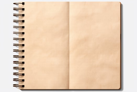blank open notebook isolated over a transparent background, business stationery, school, art, or craft supply, top view photo