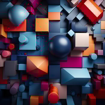 Colorful 3D Geometric Abstract Glossy Matte Multiple Shaped Elegant Background Wallpaper photo