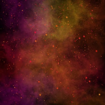 abstract yellow green nebula and stars background photo