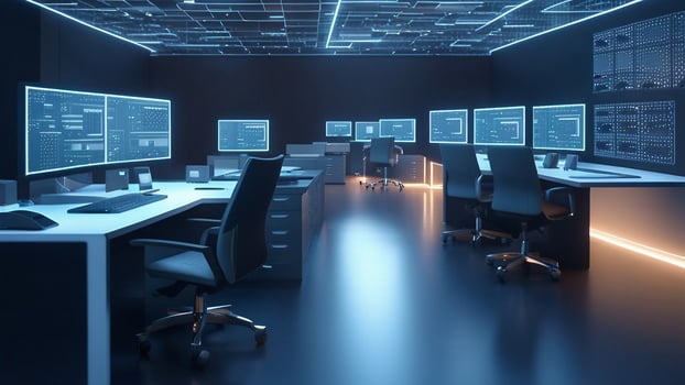 futuristic cyber data security office photo