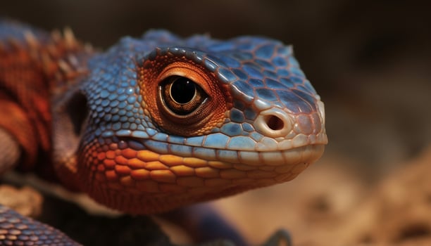 Horned lizard looking at camera in tropical forest habitat generated by AI photo