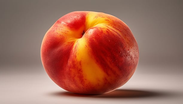 Juicy nectarine slice shines in close up, a fresh summer snack generated by AI photo