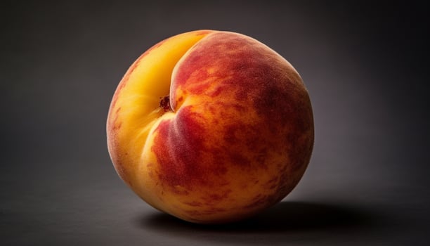 Juicy peach slice showcases vibrant colors and freshness of nature generated by AI photo