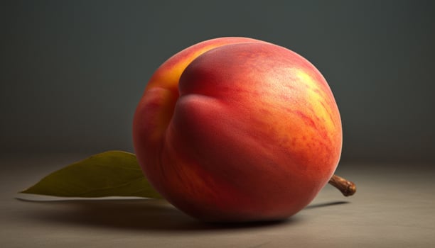 Vibrant fruit and leaf in macro, healthy snack for dieting generated by AI photo