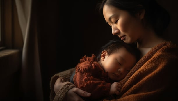 New life brings love and happiness to this affectionate family generated by AI photo