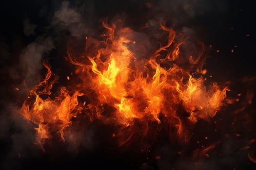Flames of fire on a dark background, photo