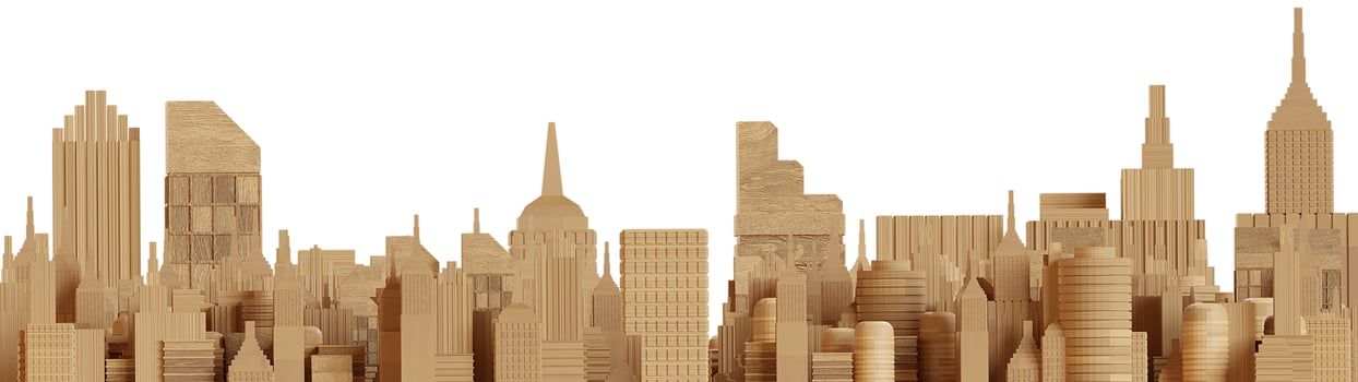 3D render wooden cityscape concept photo