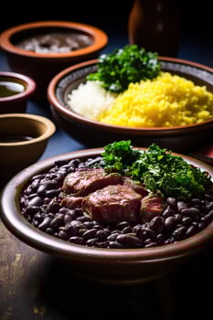 illustration of Brazilian food, mouthwatering, colorful, diverse, energetic photo