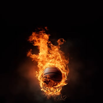 Basketball ball in fire, Basketball ball on fire on a black background, . photo