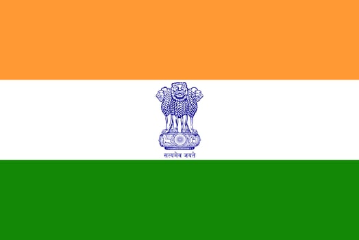 The official current flag and coat of arms of the REPUBLIC OF INDIA. State flag of the REPUBLIC OF INDIA. Illustration. photo