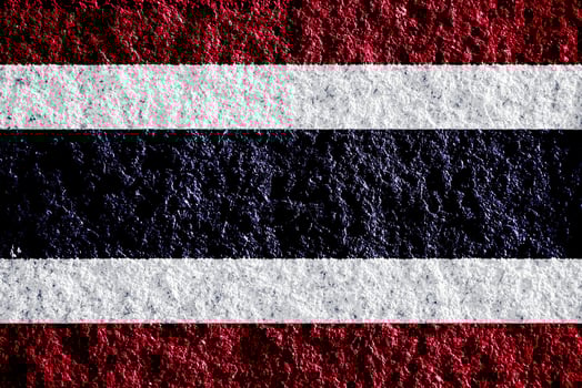 Flag of the Kingdom of Thailand on a textured background. Concept collage. photo