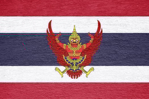 Flag and coat of arms of the Kingdom of Thailand on a textured background. Concept collage. photo