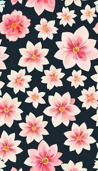 Seamless whimsical watercolor floral pattern. AI-Generative photo