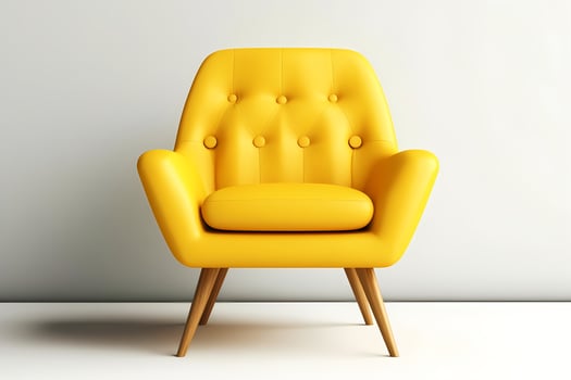 3d yellow modern armchair on simple background. photo
