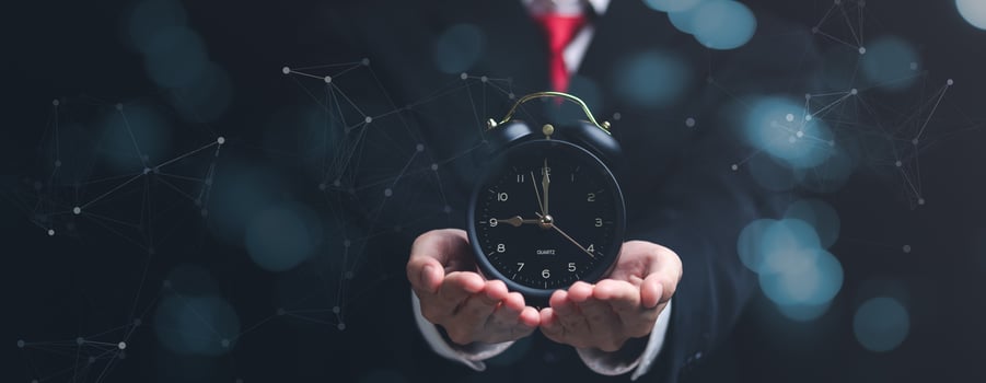 clock on businessman hand, time management concept ,effective business planning ,time management in organization ,Agreement and solution ,end of deal ,profitable use of time ,appointment punctuality photo