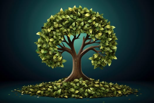 Ecosystem restoration, environment day concept tree background. Recycle icon paper cut banner with forest. Ecology project concept, illustration photo