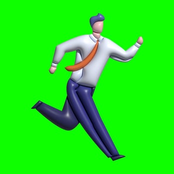 In Motion 3D Man Running with Greenscreen Background photo