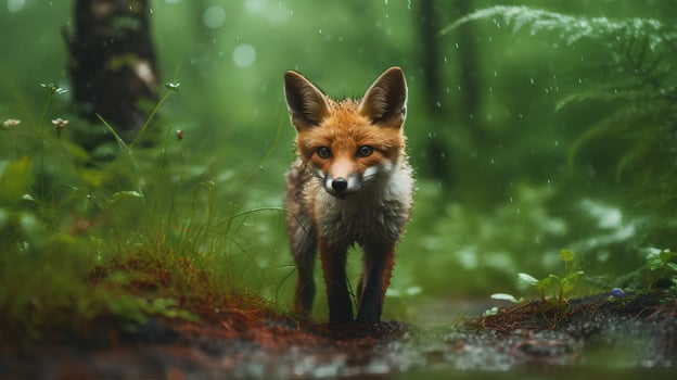 Little Fox In Rain Forest photo