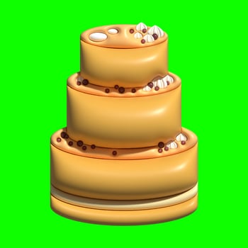 3D Cake Assets Design with Greenscreen Background photo