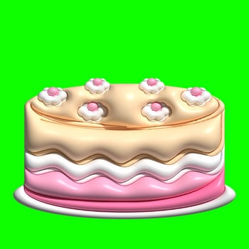 3D Cake Assets Design with Greenscreen Background photo