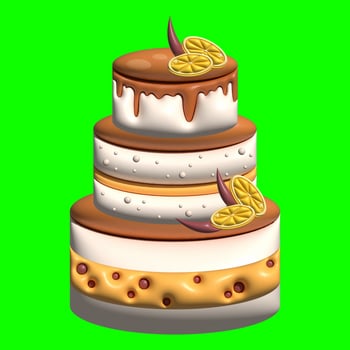 3D Cake Assets Design with Greenscreen Background photo
