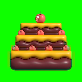 3D Cake Assets Design with Greenscreen Background photo