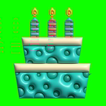 3D Cake Assets Design with Greenscreen Background photo
