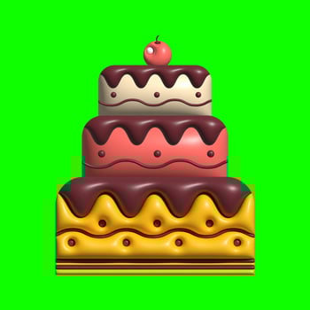 3D Cake Assets Design with Greenscreen Background photo