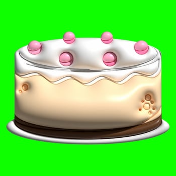 3D Cake Assets Design with Greenscreen Background photo