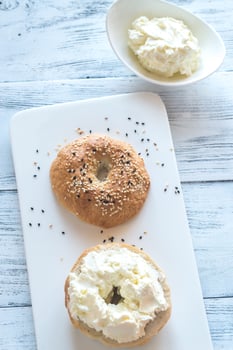 Bagel with cream cheese photo