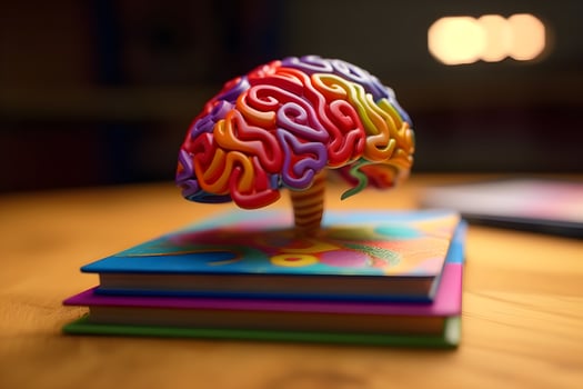 Colorful Brain on Book A Gateway to Innovation, photo