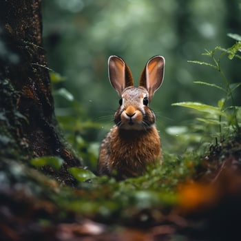 Wild Rabbit in Rain Forest photo