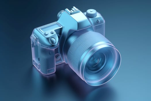 Camera icon blue. Generate Ai photo