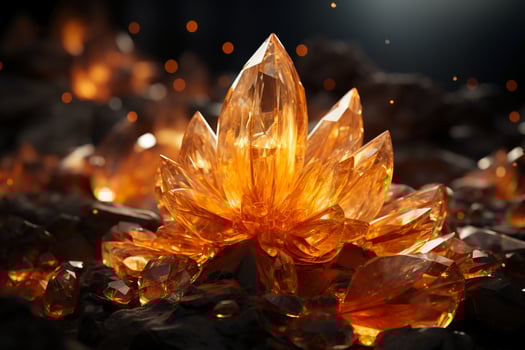Sacral orange chakra. Ethereal. No people. Crystal vibe. photo