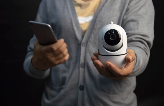 IP wifi wireless security camera supports Internet installation technology, security systems, smart home applications. photo