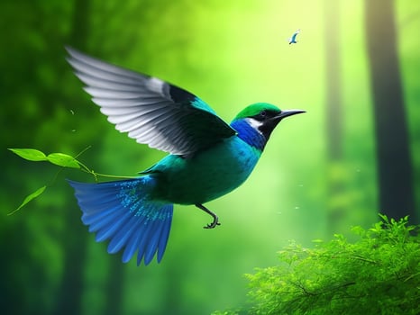 Beautyful coloring birds are flying photo