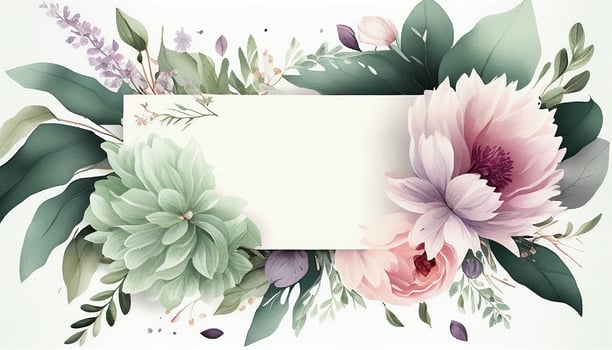 Beautiful blooming floral wedding invitation banner, photo