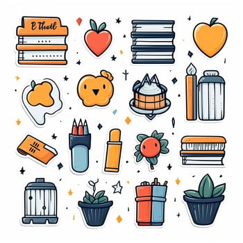 Hand drawn back to school labels collection style. photo