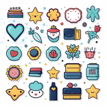 Cartoon back to school badges collection sticker style. photo