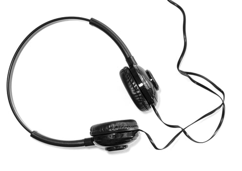 Black headphone isolated on white background photo