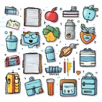 Hand drawn back to school labels collection style. photo