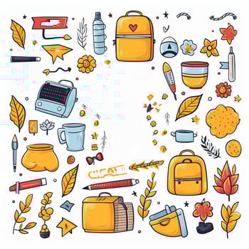 Hand drawn back to school labels collection style. photo