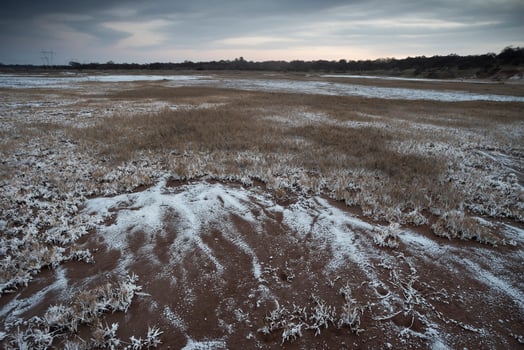 Saltpeter on the floor of a lagoon in a semi desert environment, La Pampa province, Patagonia, Argentina. photo
