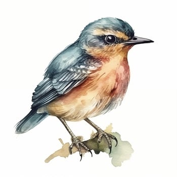 Watercolor illustration of a bird. Simple, forest, cute bird, sparrow. For creating posters, stickers, postcards, prints, sublimations. photo