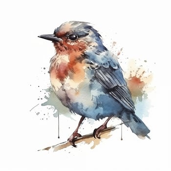 Watercolor illustration of a bird. Simple, forest, cute bird, sparrow. For creating posters, stickers, postcards, prints, sublimations. photo